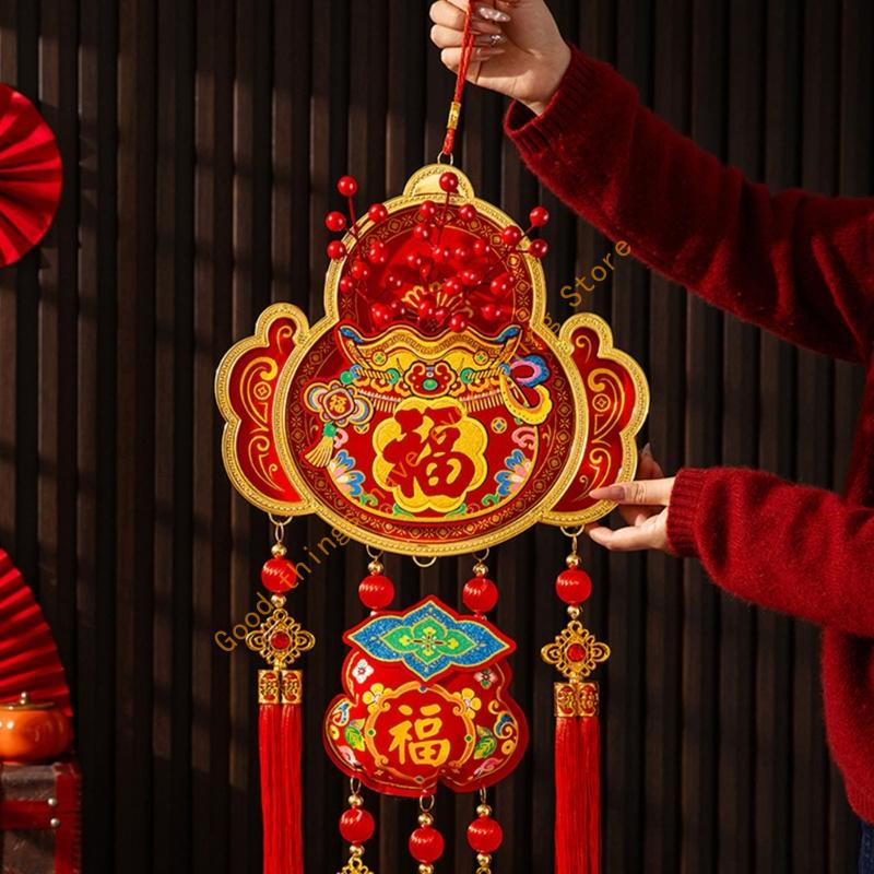 High Quality Velvety Plastic Combination Hanging Decors for Chinese New Year Spring Festival Multiple Scene Use 55KF