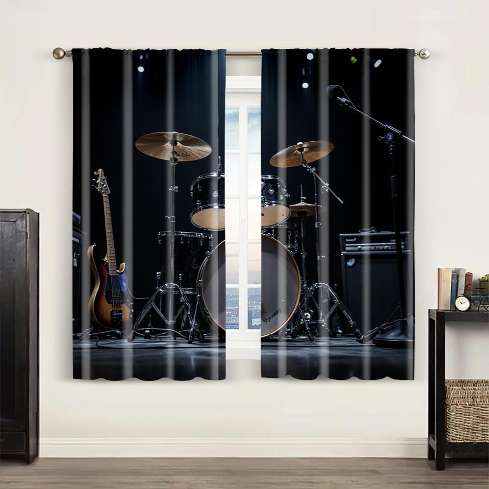 2pc,  Curtains Guitars and Drums Light Filter Party Decorations Suitable for Holiday Party, General Celebration
