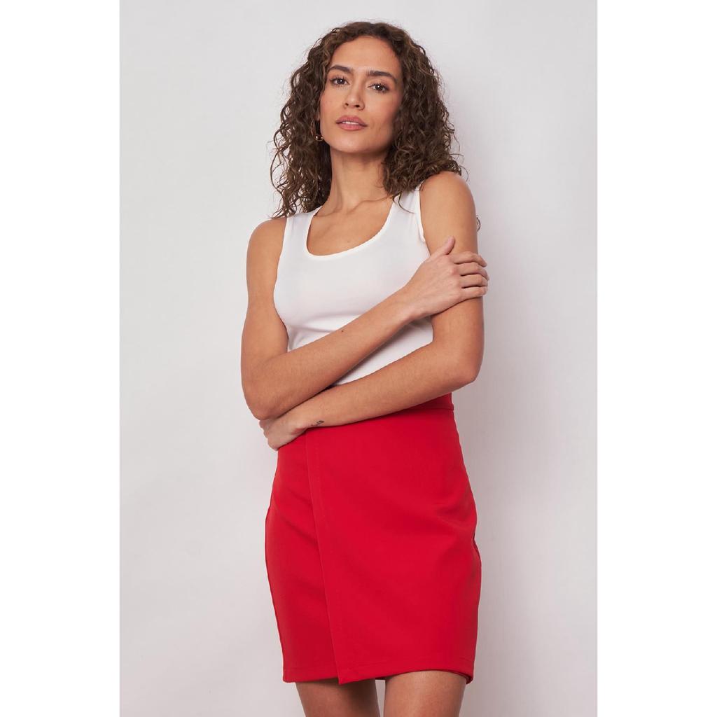 Women's Lightweight Lycra Fabric High Waist Wrap Double Breasted Lightweight Mini Pencil Skirt - Black