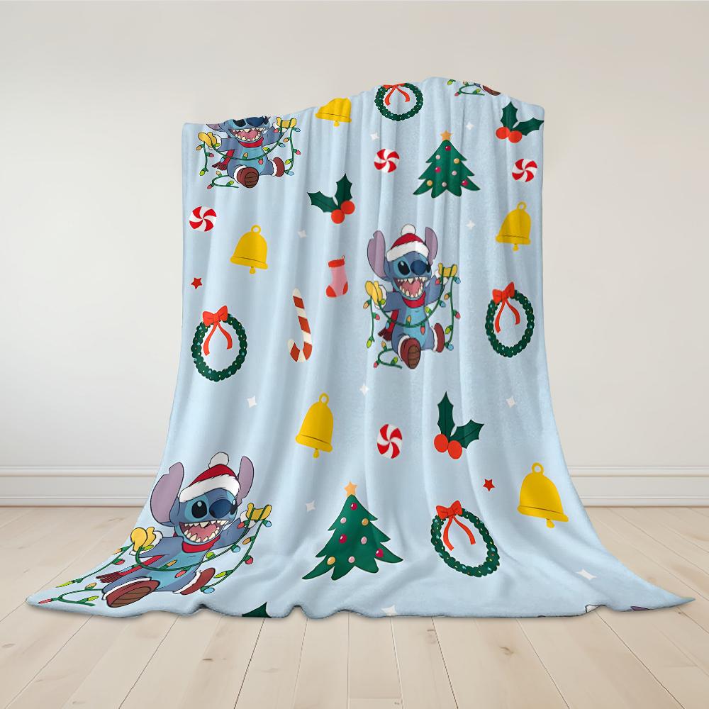 Xmas S-Stitch-S Flannel Blanket Warm Soft Halloween Christmas Couch Warm Cozy Decorative Decor Gift For All Season