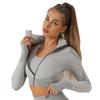 Women's Striped Long Sleeve Yoga Suit - Quick Dry Colorblock Jacket & Crop Top