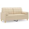 Vidaxl 2-Seater Sofa With Cushions, Cream, 140 Cm, Fabric