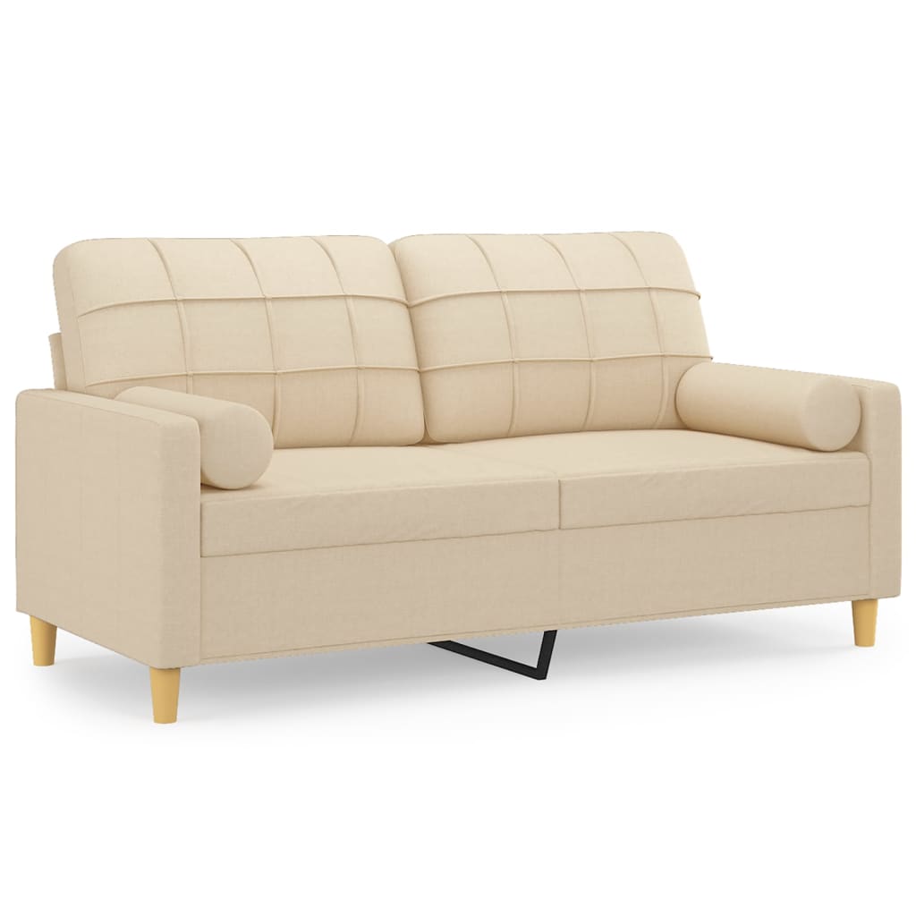 Vidaxl 2-Seater Sofa With Cushions, Cream, 140 Cm, Fabric