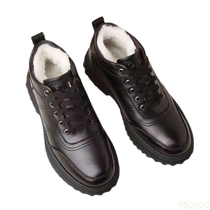 Fashion New men Winter Round toe Snow boots resistant Thick Bottom Short Boots Fashionable versatile comfortable Warm Cotton Shoes