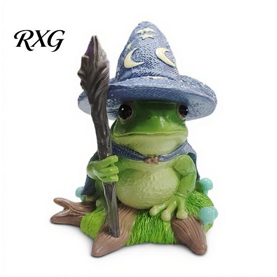 Detailed Star Moon Spider Figure Witch Frog Ornaments, Resin Magic Wizard Figurine, Micro-landscape Miniature Waterproof Micro Landscape Statue