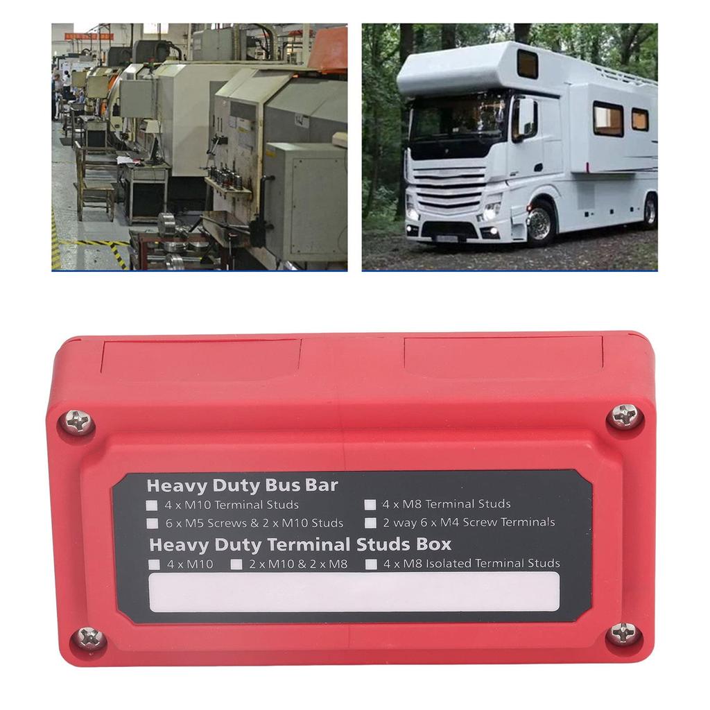 Screw Terminal Distribution Blocks, Distribution Blocks M8 Screw Terminal Busbar DC 48V 300A for Auto Boat (Red (Sueded 4996))