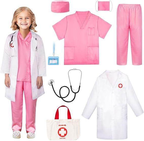 Children Doctor Role Play Set White Coat Nurse Costume Dress Up Pretend Play Toy