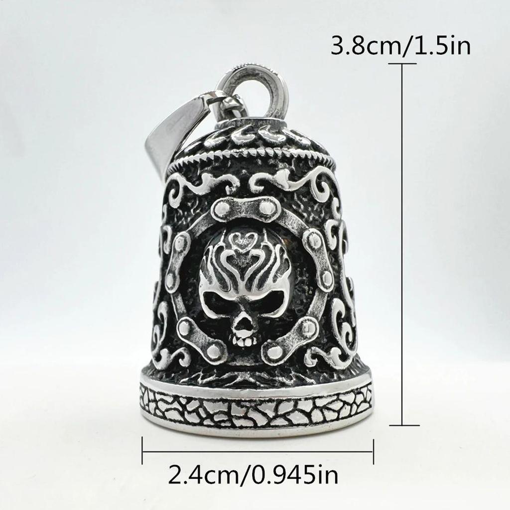Biker Bell Rider Skull Bell Charm For Riding Vintage Handmade Biker Ornament Weatherproof Rider Key Chain For Road Trip Riding