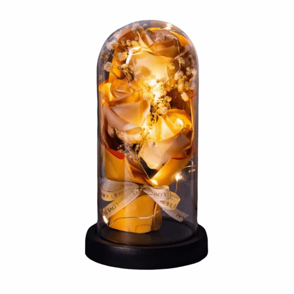 Luminous Artificial Rose Light Romantic LED Eternal Flower Rose Acrylic Cover Ornament  Home Decor