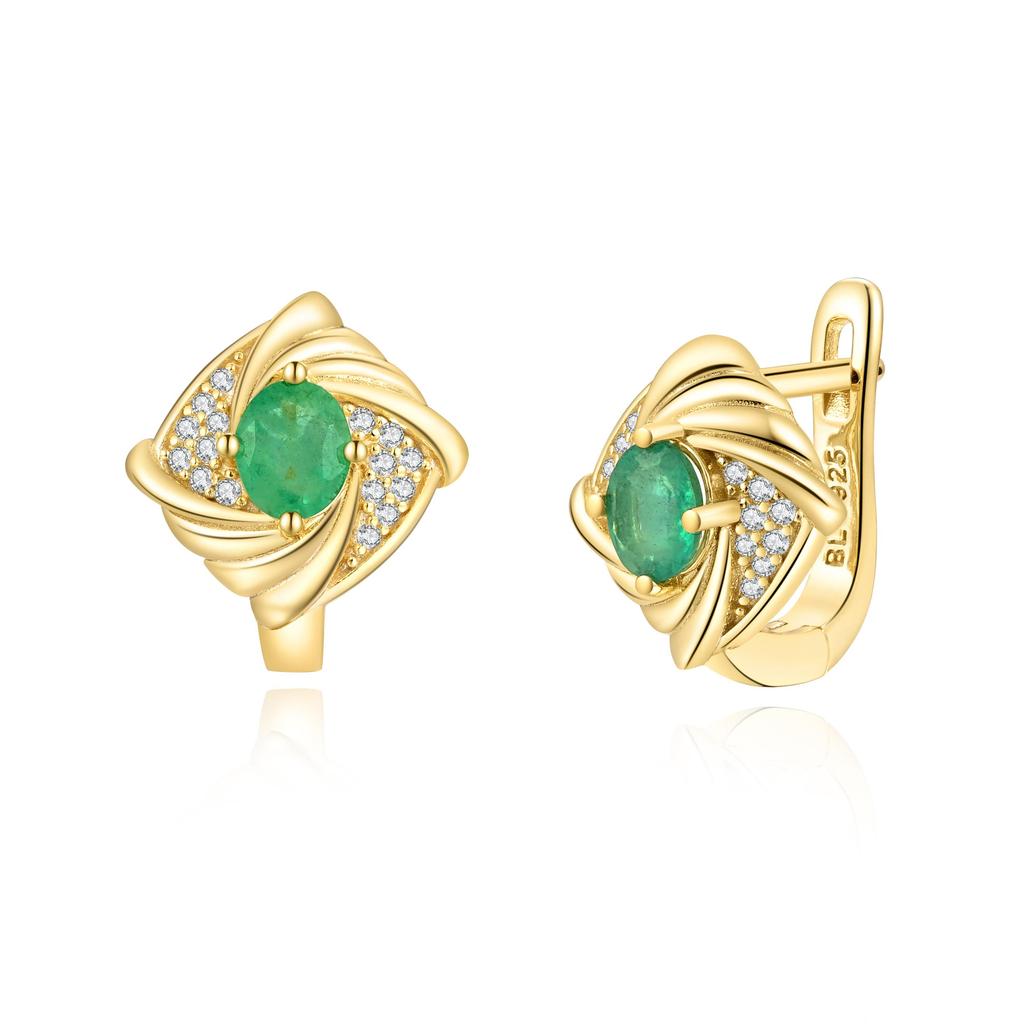 Light luxury 925 Sterling silver women's clasp earrings natural pear 4*5mm zambia emerald gemstones fine jewelry for party gifts