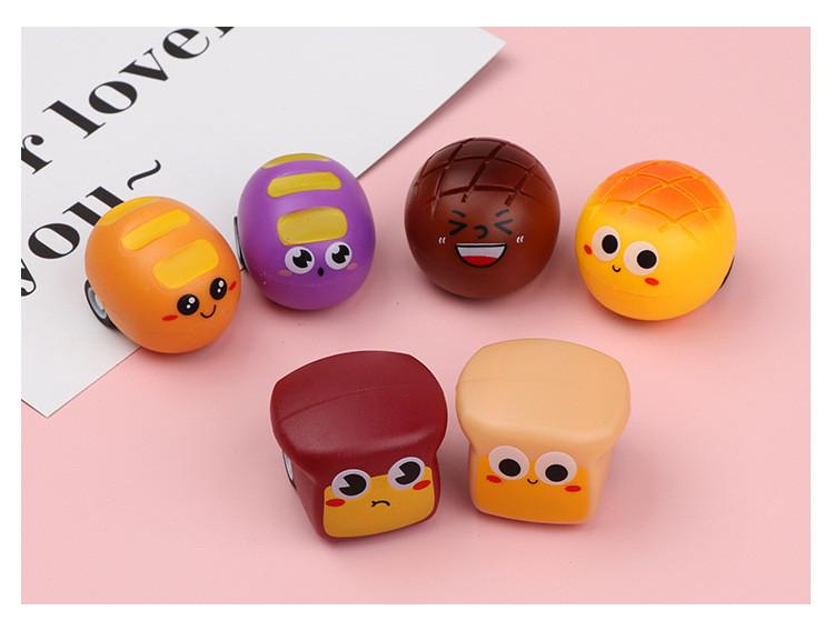 Bread Doughnut Plastic Emoji Toy Car With Pullback Action For Kids Gift And Interactive Play