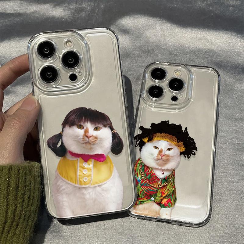 Funny Dressed Cat Phone Case for iPhone 17/16/15/14 Plus/13/12/11 Pro Max X/XS/XR/7/8 Plus Clear TPU Cover Cute Pet Pattern Case