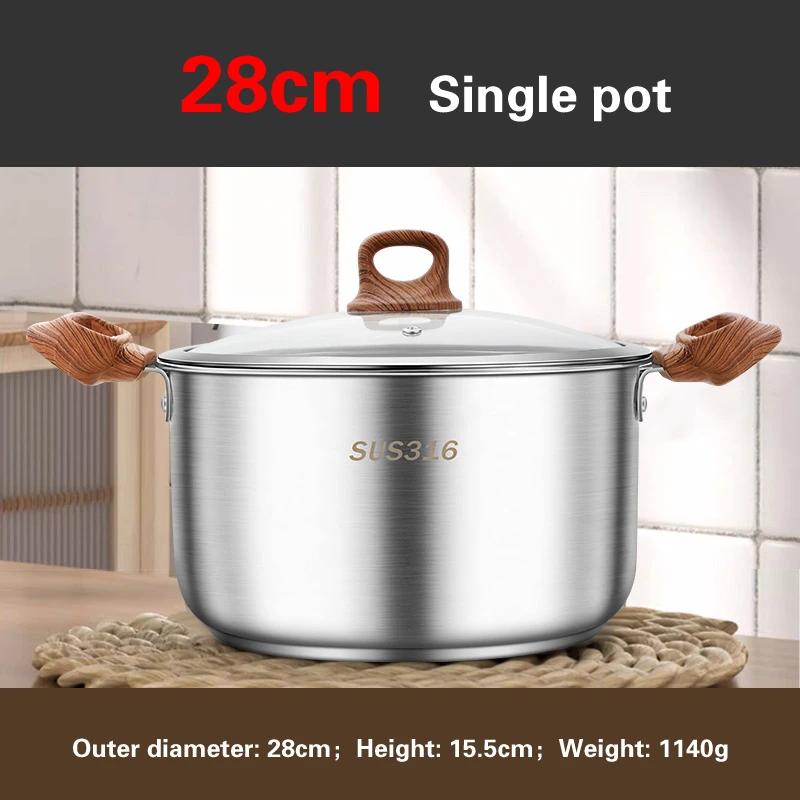 Thickened food grade 316 stainless steel pots Household gas induction cooker Special soup pot Congee cooking pots Steaming pot