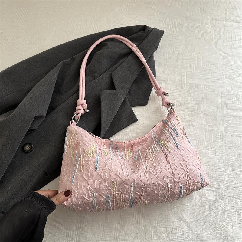 

2024 new summer simple and fashionable design shoulder bag, foreign style commuting fresh underarm bag, large capacity tote bag рожевий