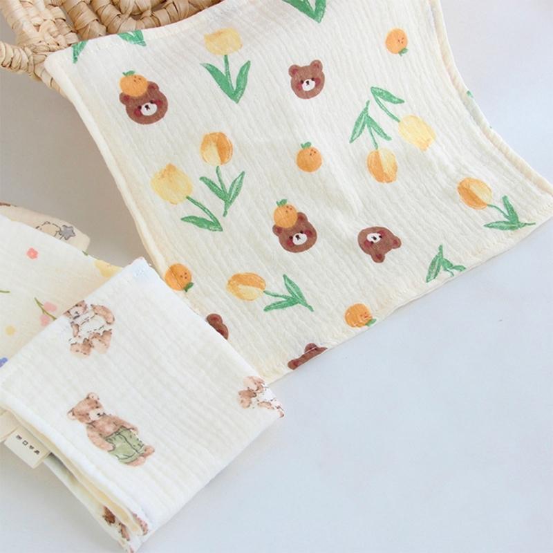 Cotton Washcloth Baby Muslin Face Towel for Delicate Skin 4-layer Absorbent Muslin Hand Washing Towel Newborn Burp Cloth