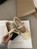 Inner Height Increase Silver Bow Mary Jane Single Shoes Women's Shoes 2025 New Popular Fairy Style Ballet Shoes