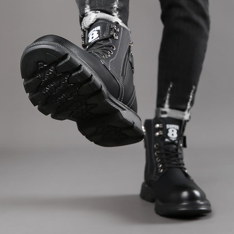 Autumn and winter men's round head shoes side zipper breathable Martin boots low heel men's Martin boots factory