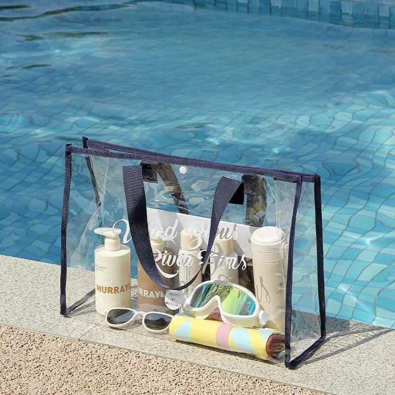 Large Capacity Swimming Bag Transparent Visible Handheld Storage Bag Thickened PVC Waterproof Wash Bag Portable Beach Bag