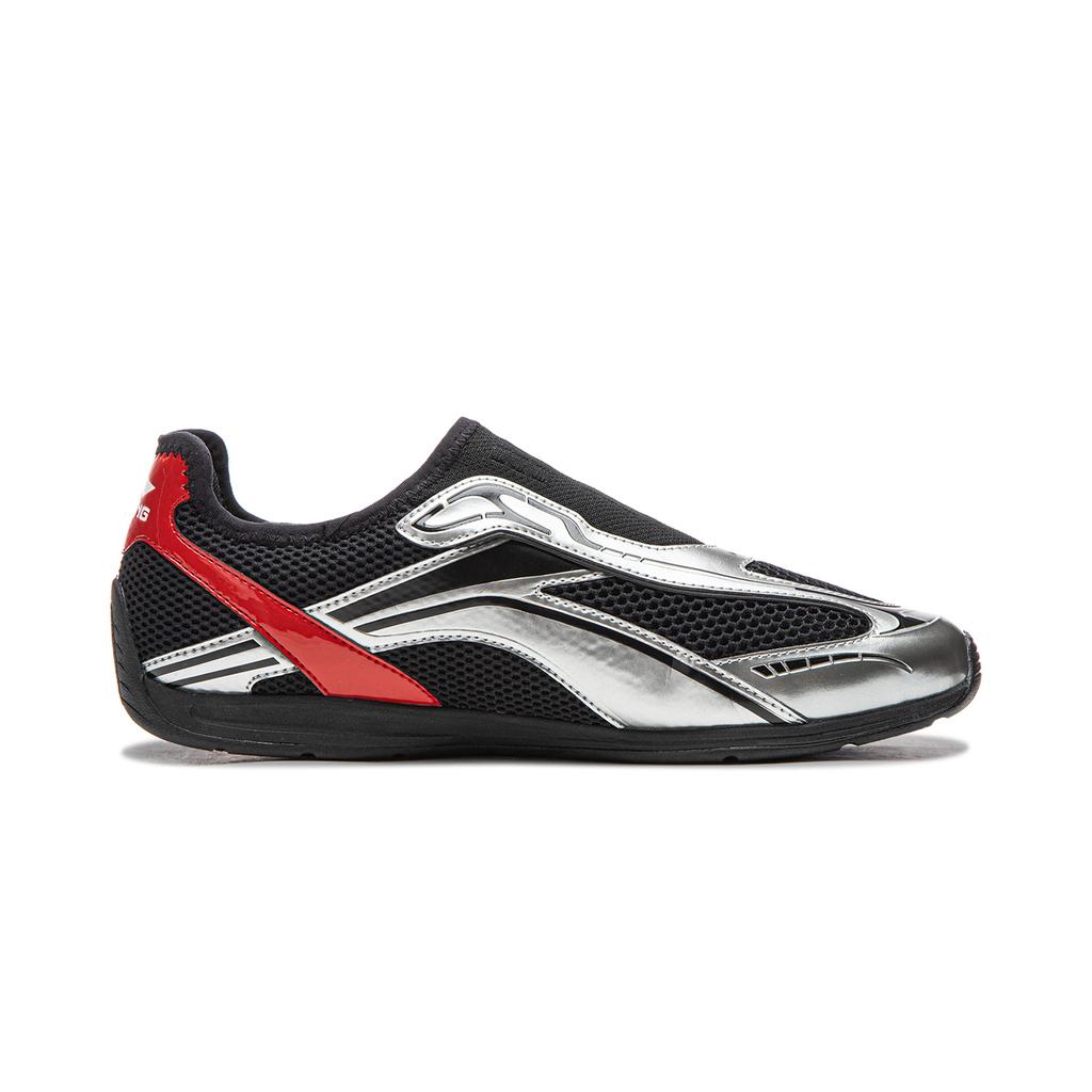 Li Ning Filin Racing Slip-On Cny Sports Comfortable Wear-Resistant Shock Absorption Low-Top Casual Shoes Men Casual Shoes Black Silver AGLW059-1
