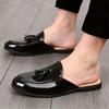 Britain Fashion New Men's White Black Half Slippers Shoes Male Tassels Casual Mules Moccasins Breathable Loafers Zapatos Hombre