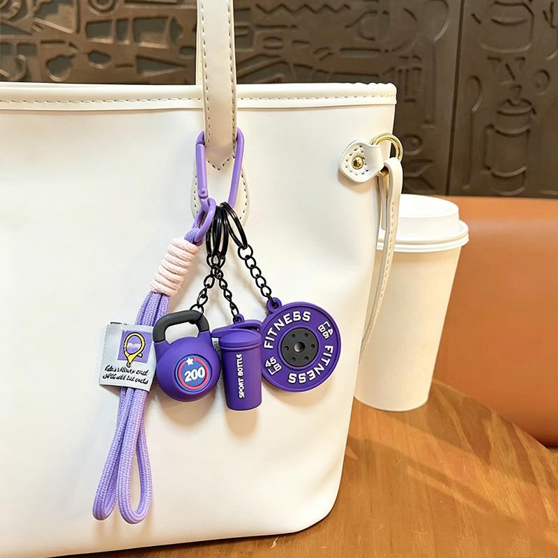 Bag Charm Dopamine Barbell Plates Kettlebell Simulation Dumbbells Creative Fitness Bag's Pendant Gifts