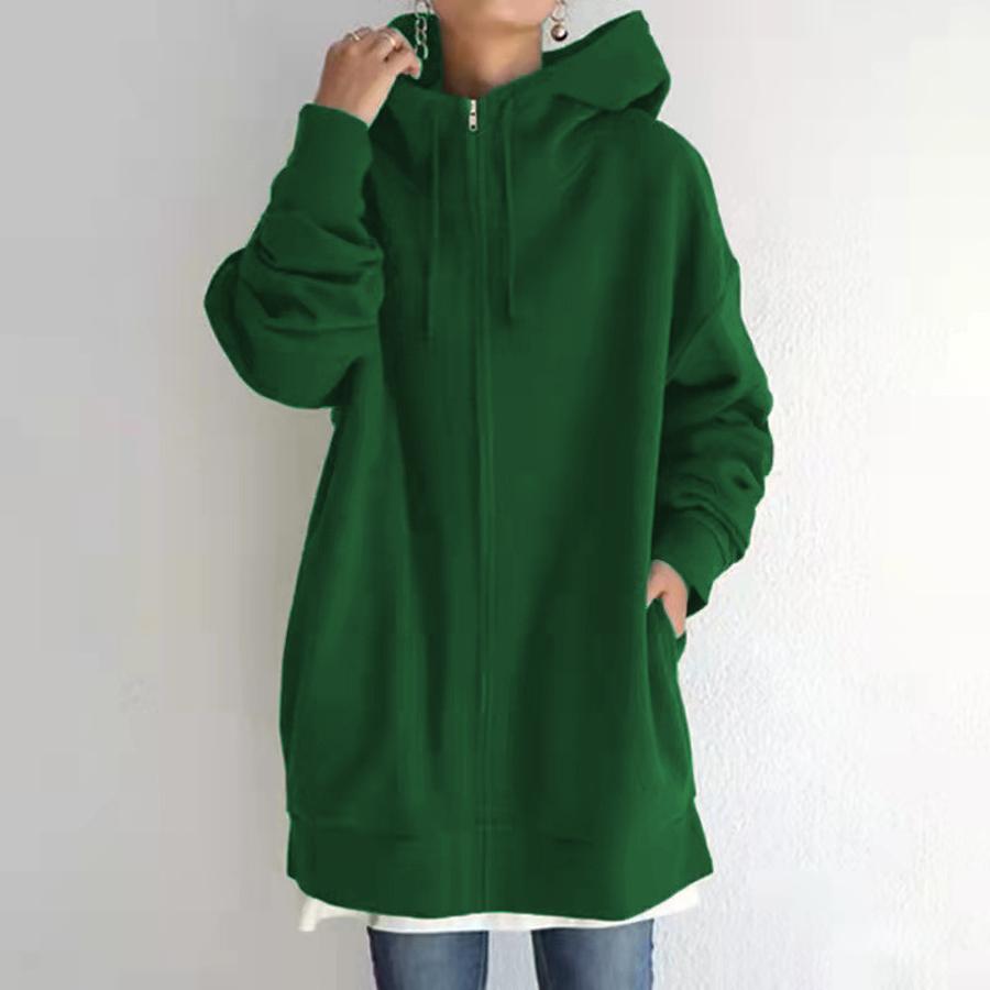 Autumn Winter New Style Streetwear Zip-Up Hooded Long Sleeve Fleece Sweatshirt