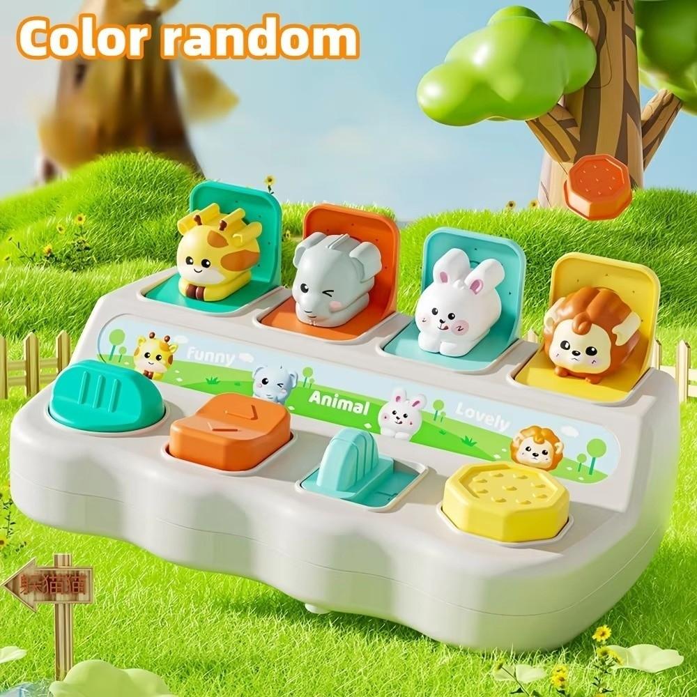 Random Color Pop Up Animals Toy Colorful Buttons Early Education Cognitive Training Toy Interactive Learning Play Educational
