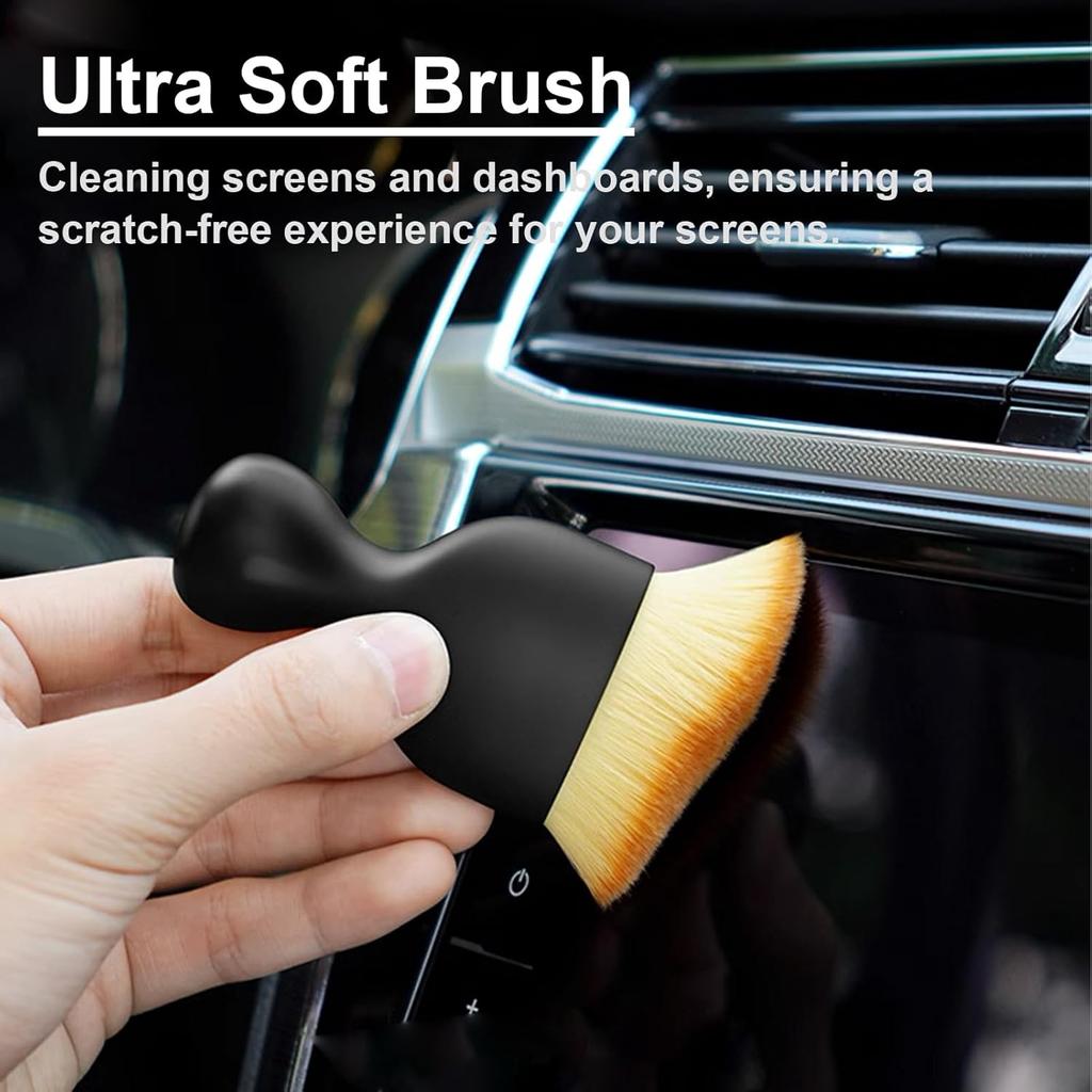 4 PCS Car Detailing Brush Set For Cleaning Interior Or Exterior, Boars Bristle Detailing Brushes, Dusting Cleaning Supplies, Tool For Emblem, Air