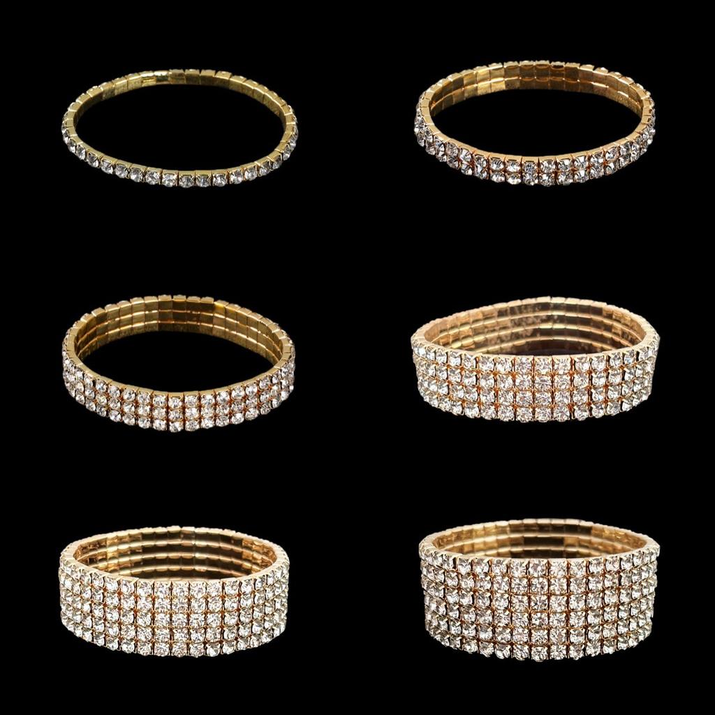 Women's Full Diamond Elastic Bracelet, Fashion Rhinestone Stretch Bangle