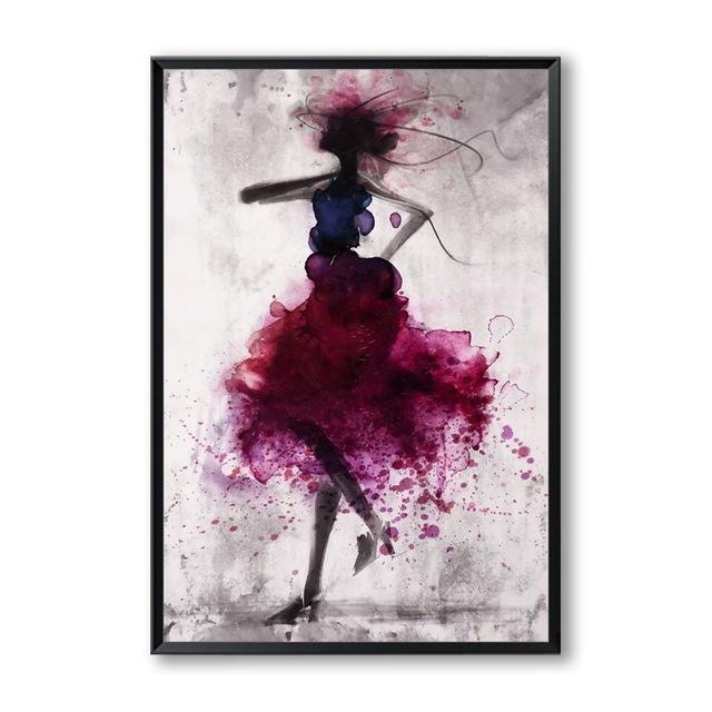 Abstract Watercolor Painting Dancing Skirt Girl Poster Canvas Painting Art Print Picture Decoration Modern Home Decoration No Frame