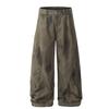 OREETA Tie-Dye Gradient Curved Leg Cargo Pants: Casual Wide Leg Streetwear In Pure Cotton