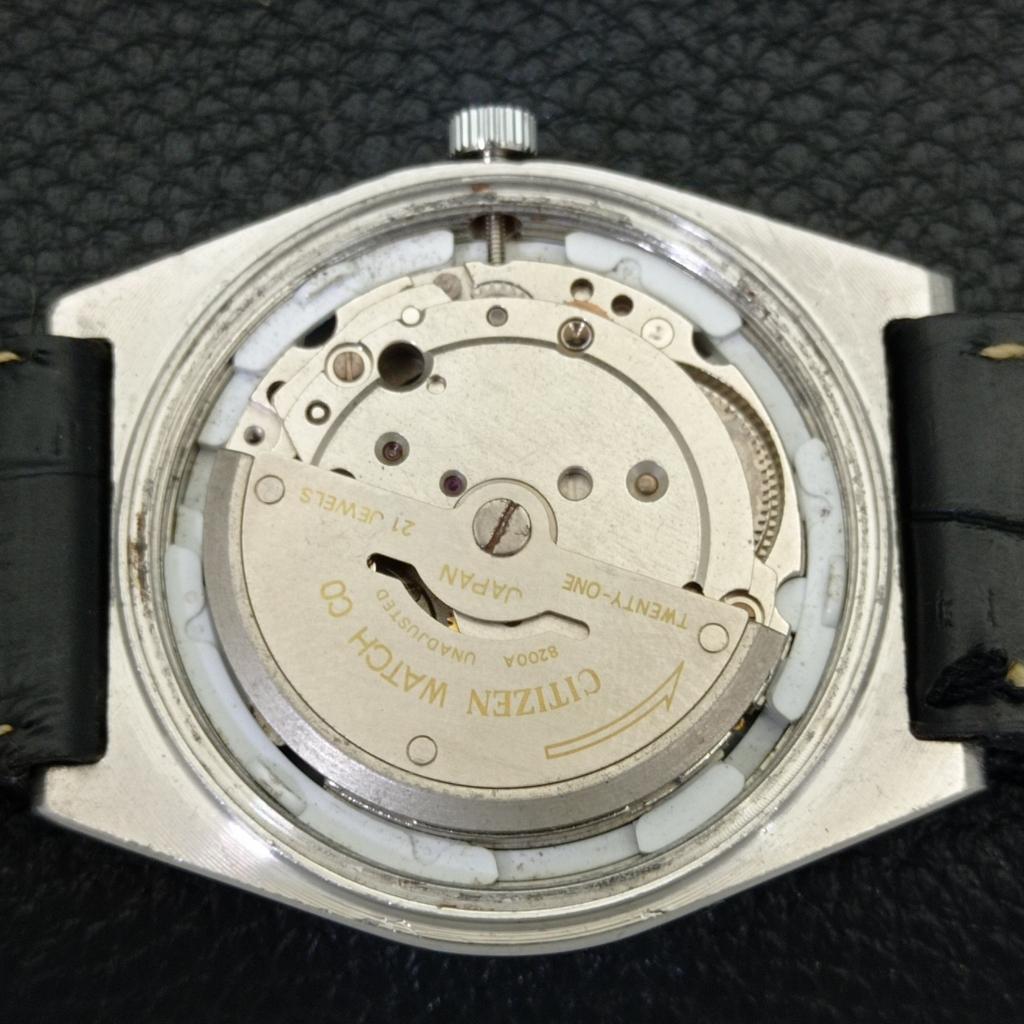 USED VINTAGE CITIZEN AUTOMATIC 8200 JAPAN MENS ARABIC WHITE DIAL WATCH a434812-2 R123-a434812