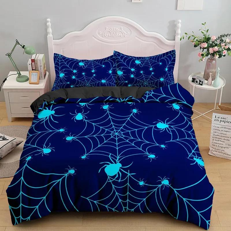 

Scary Spider Bedding Set Queen Size Soft 3D Print Duvet Cover Set Halloween Theme Comforter Cover With Pillowcases Bedroom Decor 70x133cm 2pcs