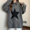 Navava Nk2434 Star Loose Fit Long Sleeve Knit Sweater