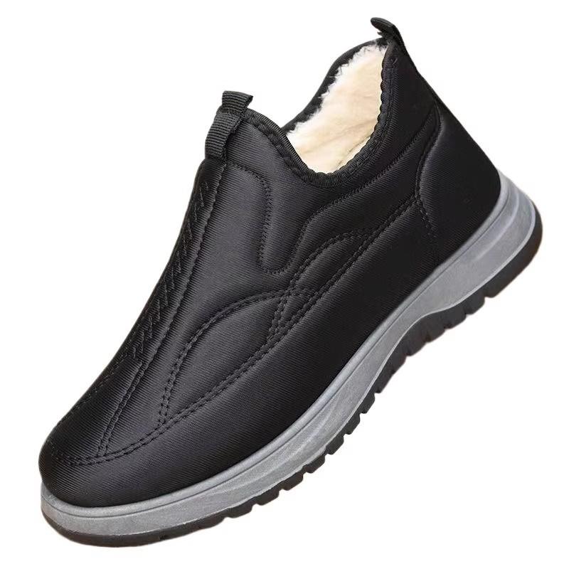 Wool shoes men's winter velvet warm thickened cotton shoes middle-aged and elderly father soft-soled snow boots one foot lazy shoes