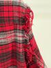 Chemise pour femme à carreaux rouge et noir, coupe ample et décontractée avec ourlet brut effiloché, série Nanyou 13 de Shenzhen - Style Printemps 2026