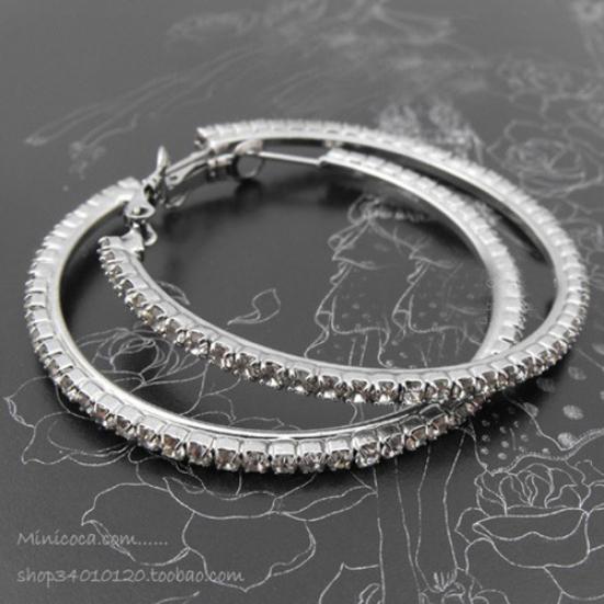 1 Pair Women Fashion Punk Luxury Shiny Rhinestone Ear Hoop Dangle Earrings