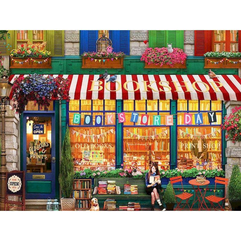 Full Round Diamond Streetside Shop Mosaic Art Diamond Embroidery Picture Rhinestones Cross Stitch Home Decor