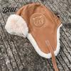 Outdoor Hat Winter Protection Fluffy Solid Color Plush Lining Women Bomber Ear Ski Windproof Letter