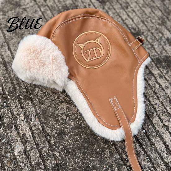 Outdoor Hat Winter Protection Fluffy Solid Color Plush Lining Women Bomber Ear Ski Windproof Letter