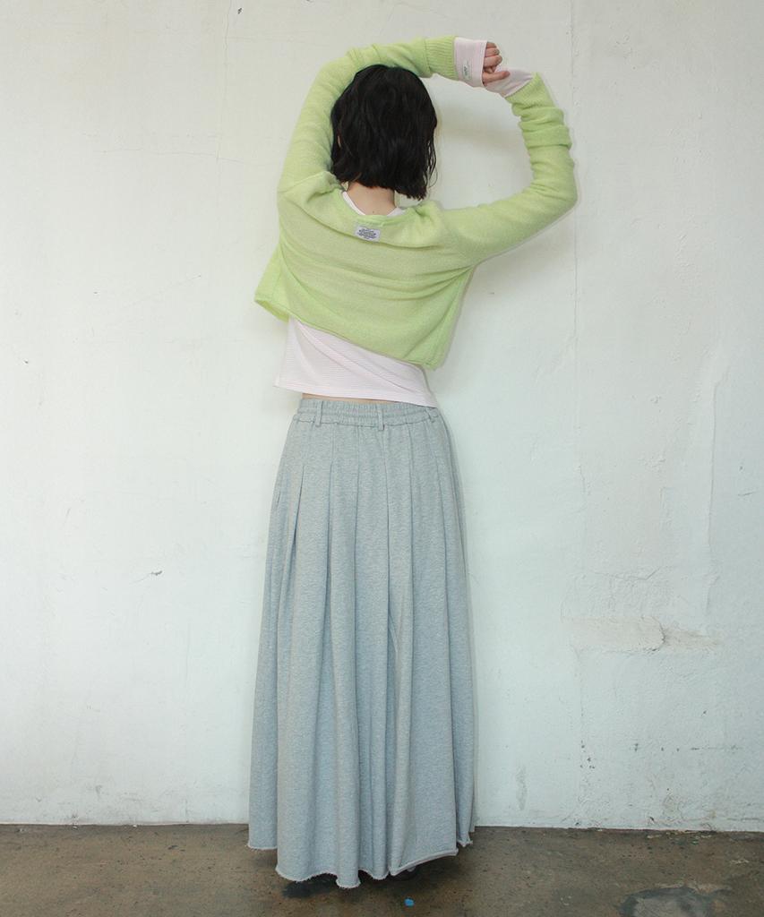 RONRON Sweat Pleats Long Skirt Gray
