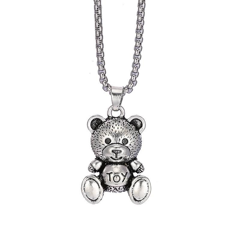 Bear Titanium Steel Necklace - Haha Rabbit Pendant - Versatile and Unique Women's Hoodie Sweater Chain Accessories