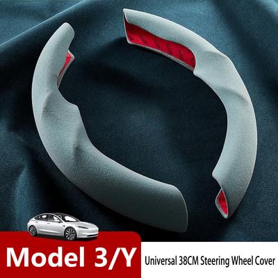 Housse de volant universelle en daim, antidérapante, pour Tesla Model 3 Y, accessoires de décoration de voiture