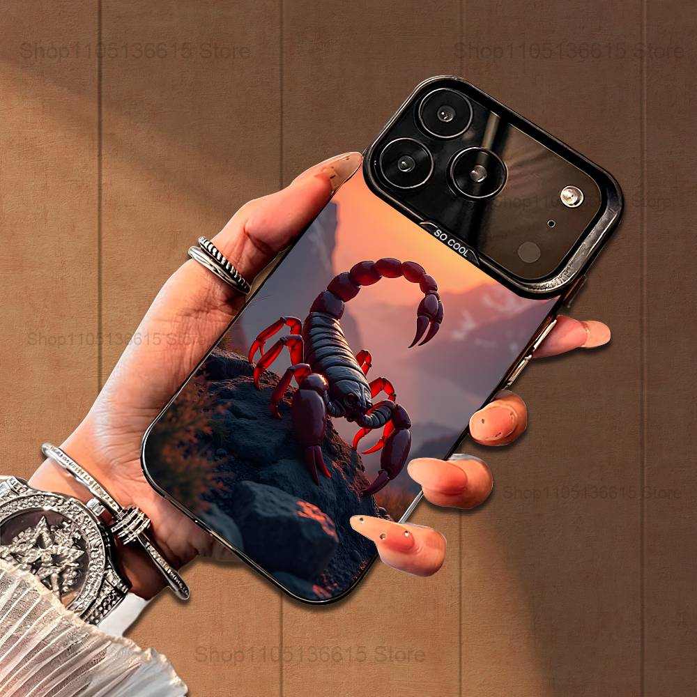

Cool Scorpion Art Phone Case For iPhone 16,15,14,17,13,12,11,Mini,Pro,SE,XS,MAX,Air,Black Matte Silicone Cover iPhone17Pro