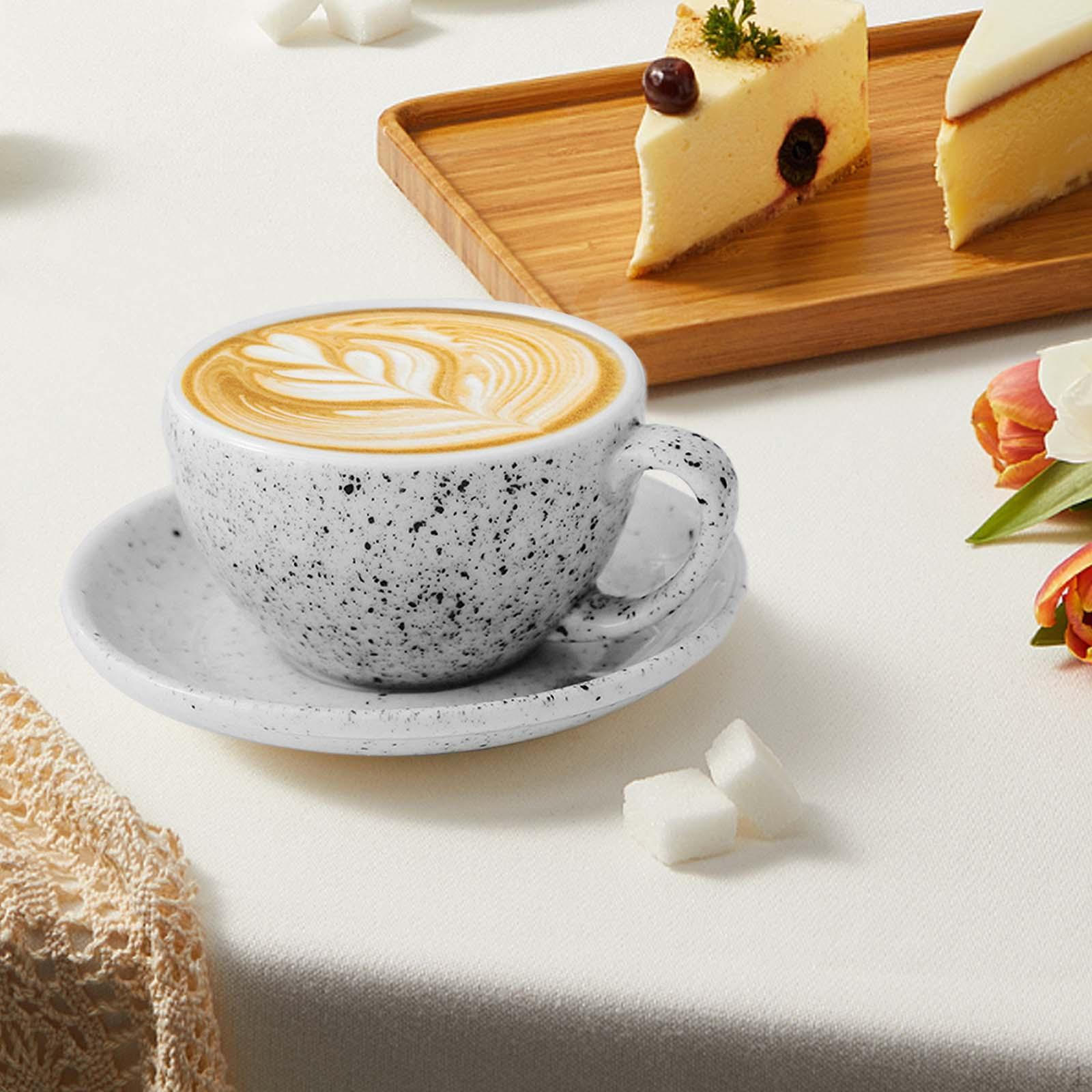 

Керамічна чашка для кави Latte Art Mug з блюдцем, креативний, унікальний, оригінальний набір, круглий білий