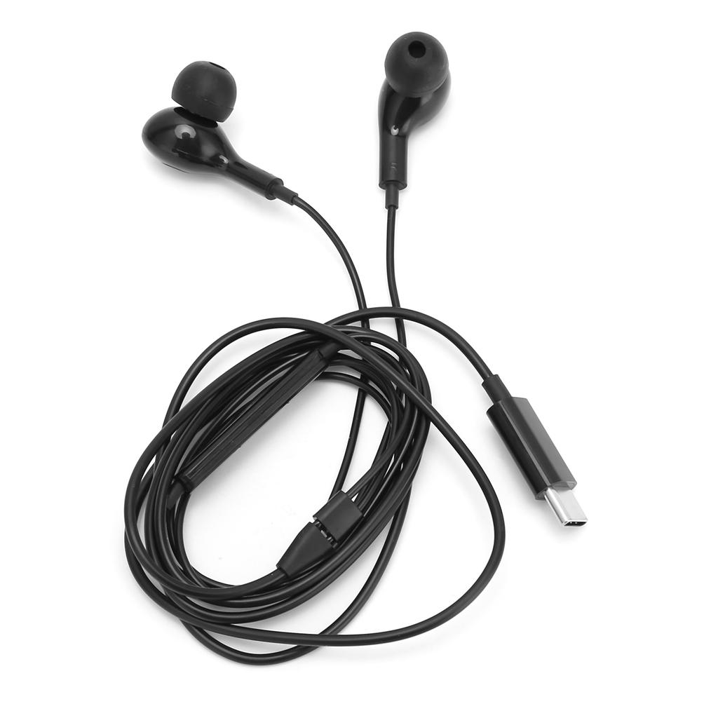 Wired Earphones Type C Digital Chip Noise Canceling Mobile Phone Earbubs with Volume ControlBlack