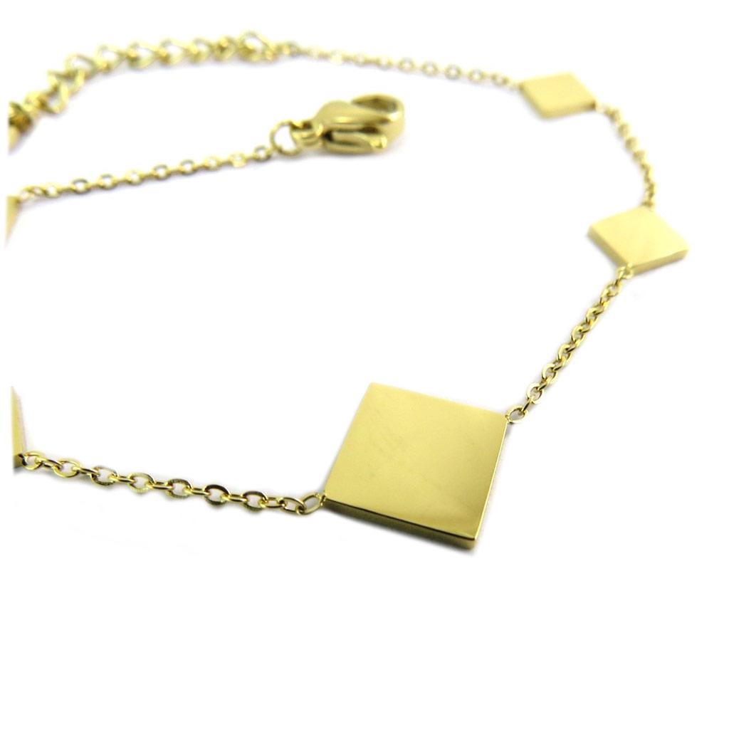 Les Trésors De Lily [P7965] - Bracelet créateur Acier 'Lozanges' doré - 7 et 11 mm