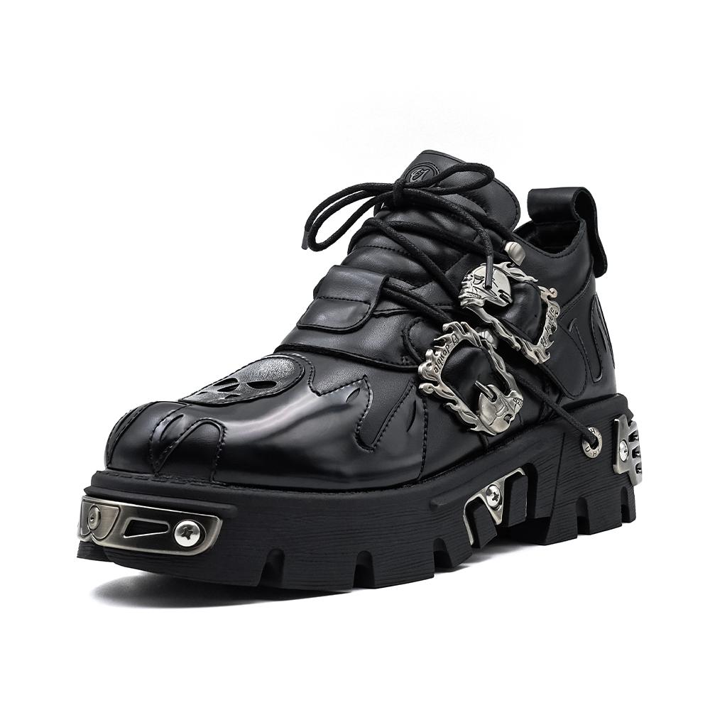 Men and Women Vintage Rock Couple Shoes New Dark Punk Leather Retro Boots Metal Niche Design Unisex Single Platform Shoes