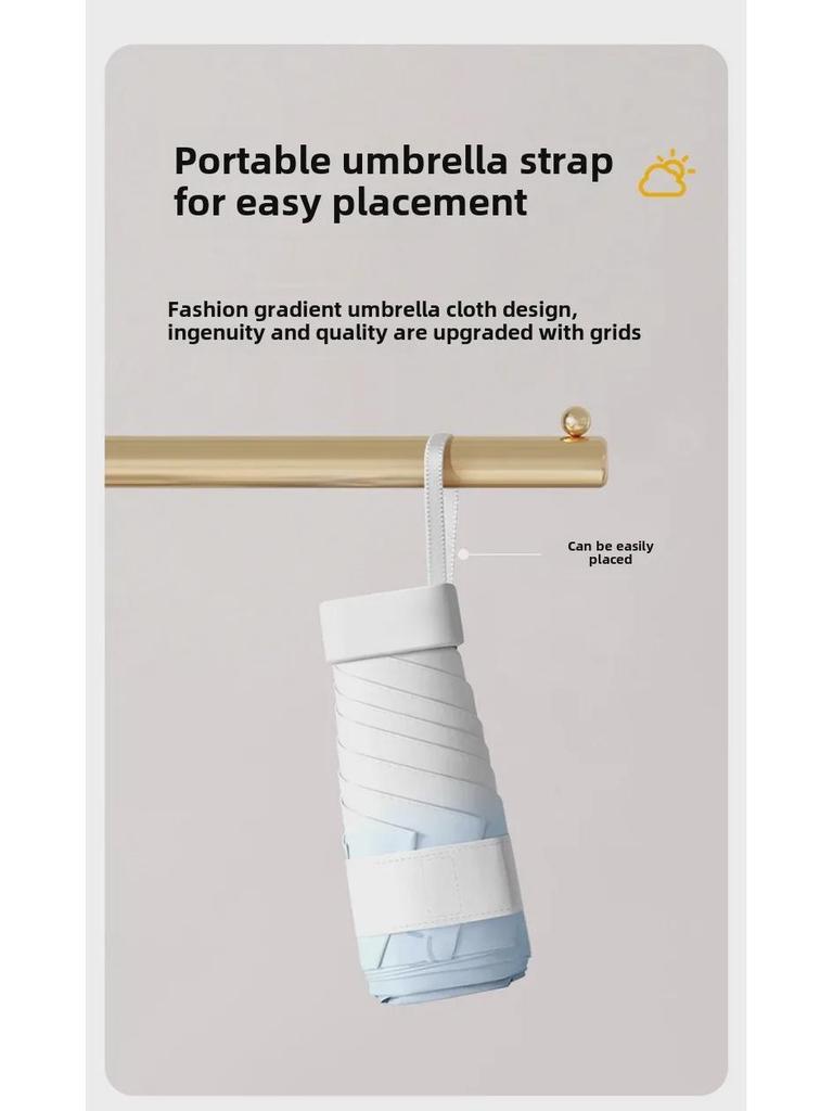 Compact 50% Folding Women's Sun and Rain Umbrella - Anti-UV, Gradient Mini Sunshade