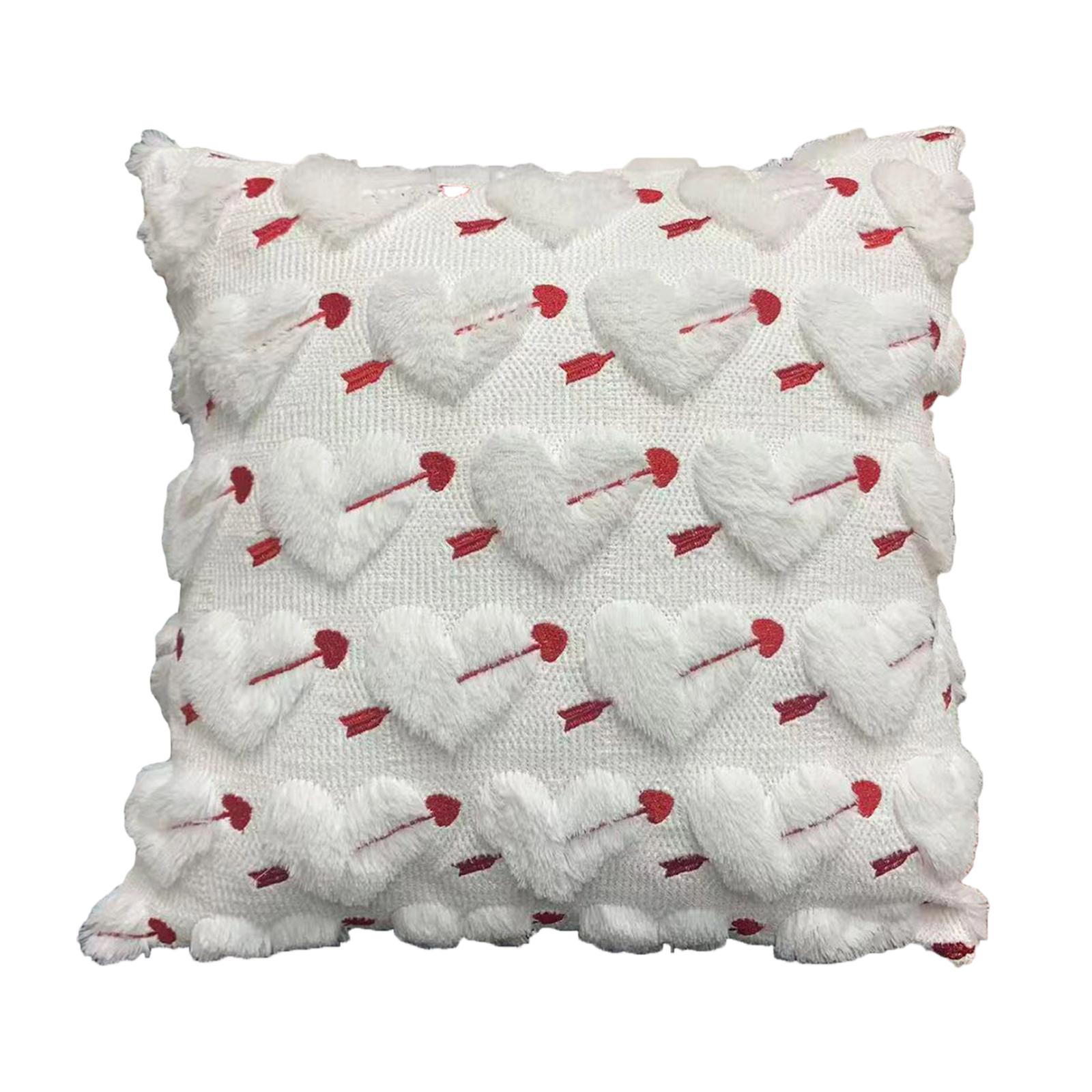 Embroidered Couple S Pillowcase With Plush Heart Embroidery Valentine S Day Love Pillowcase Valentine S Day Decoration Pillow Insert Not Included One Size белый 900₽